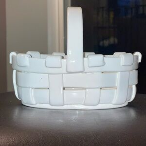 Vintage White Ceramic Basket Made in Italy – Woven Pottery Planter Decor